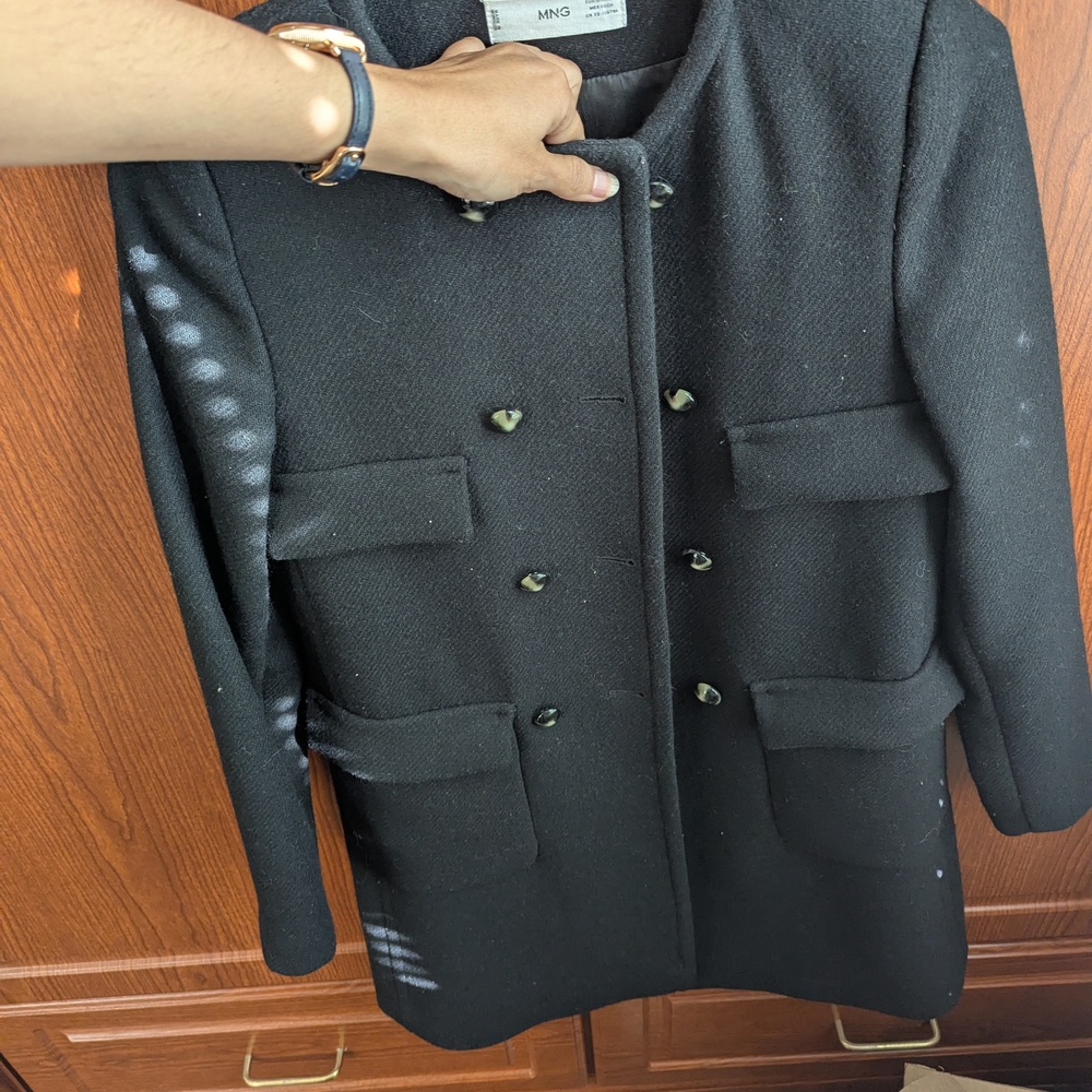 Mango Black Double-Breasted Coat View 5